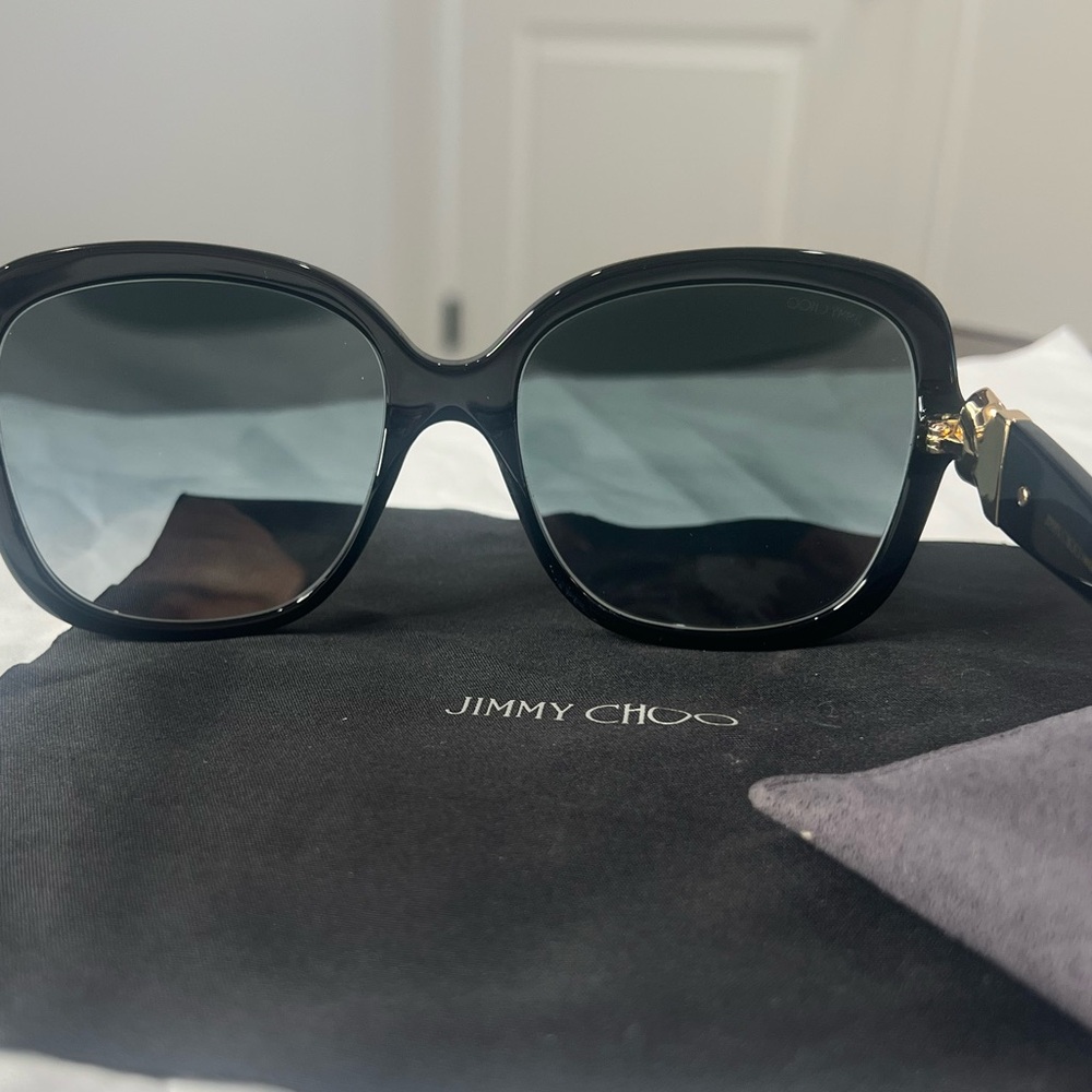JIMMY CHOO Black Sadie Sunglasses 80790 LIKE NEW